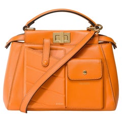 Fendi Peekaboo Mini-Handtasche/Handtasche/Armband aus orangefarbenem Kalbsleder, GHW