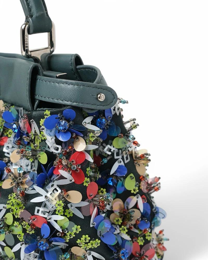 Fendi Peekaboo Mini Rhinestone Embroidery Green For Sale 6