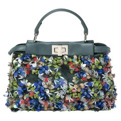 Fendi Peekaboo Mini Rhinestone Embroidery Green