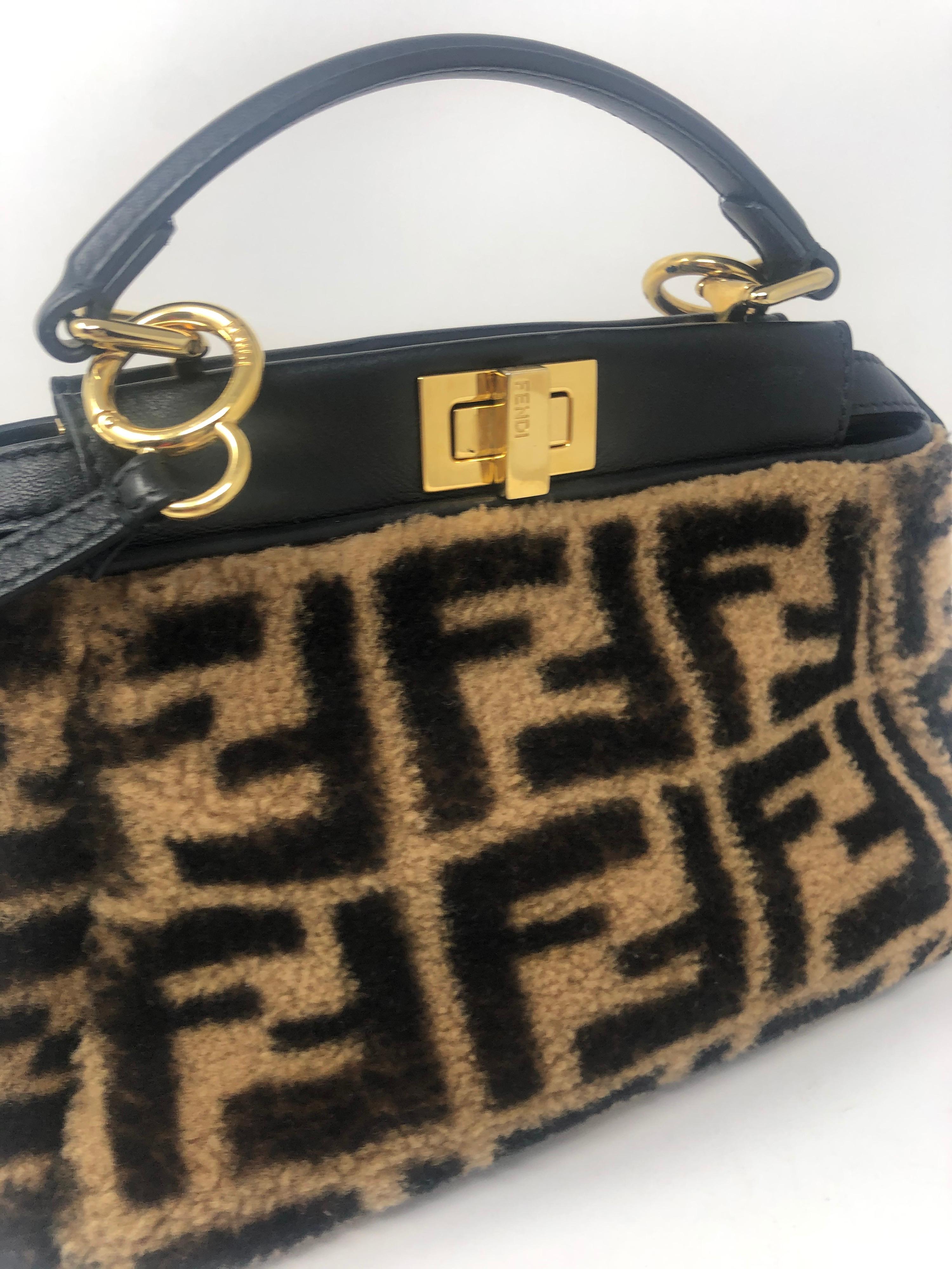 Fendi Peekaboo Mini Sheepskin Fur Bag In Good Condition In Athens, GA