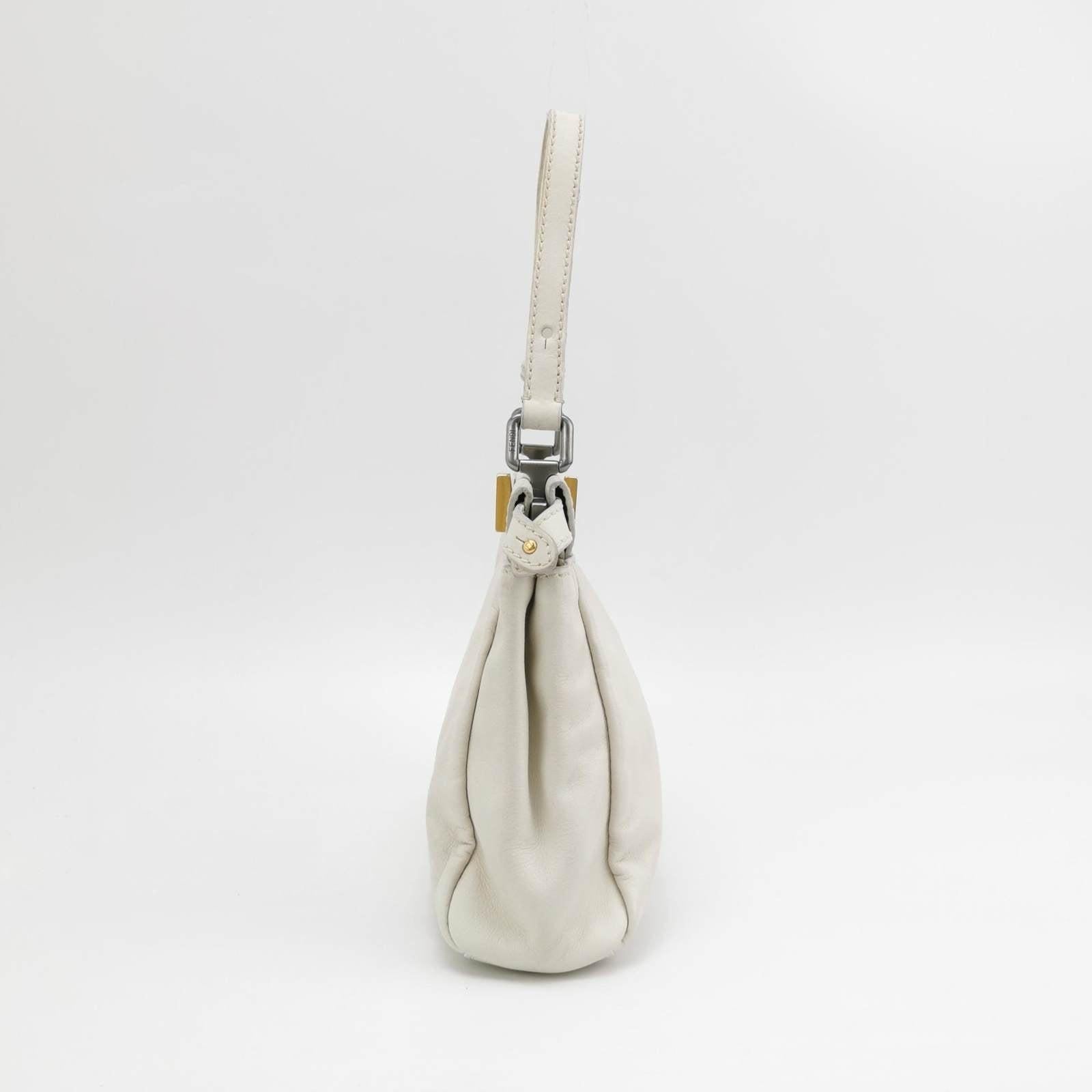 Fendi Peekaboo Mini Bolso Corsario de Piel Blanco Gris en venta