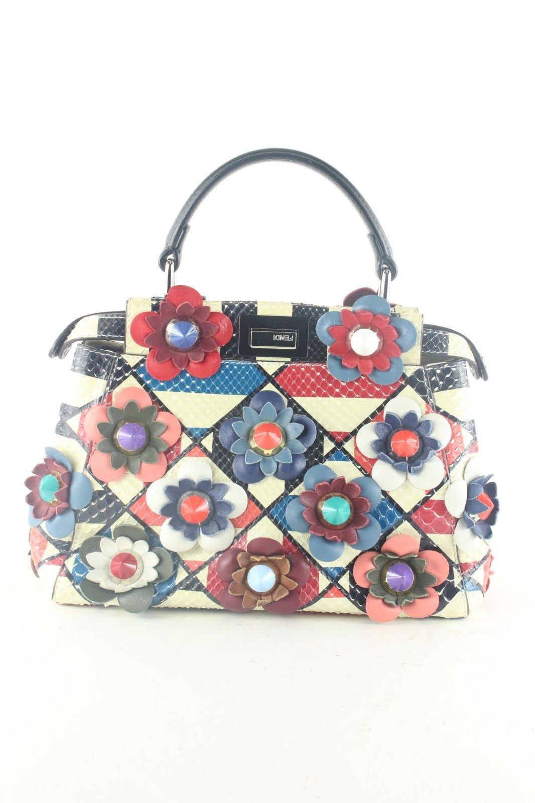 Fendi Peekaboo Multicolor Floral Limited 2way 1FF831K, Limited Damen im Angebot