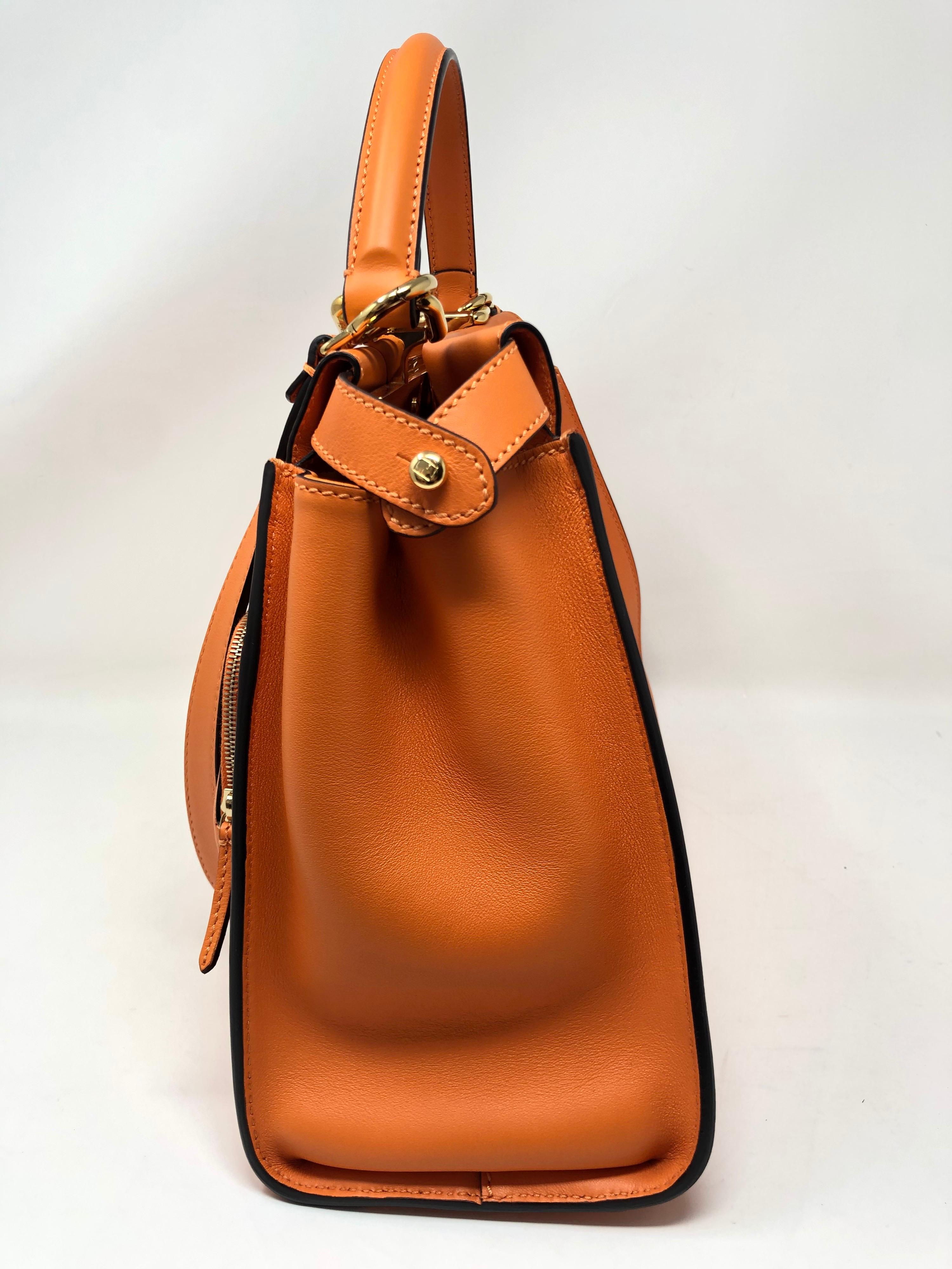 Fendi Peekaboo Orange Leather Bag  3