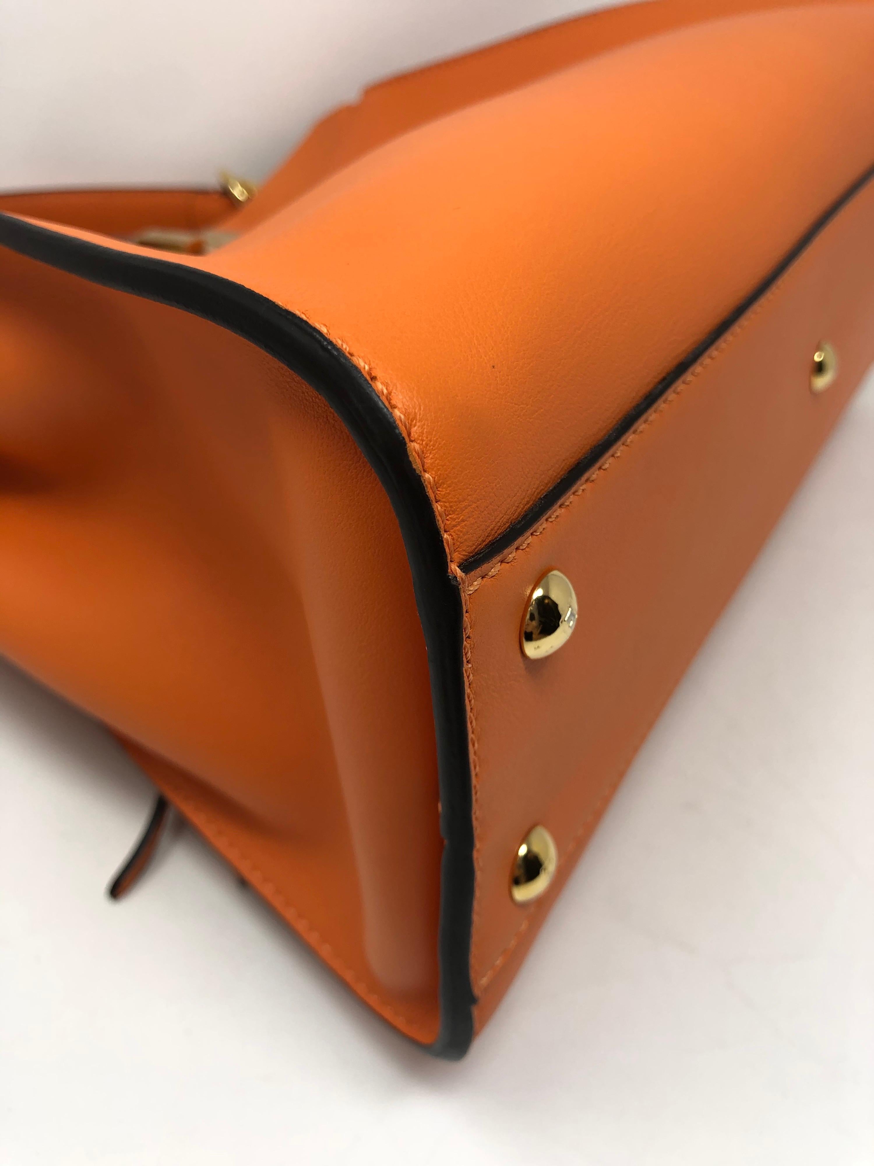Fendi Peekaboo Orange Leather Bag  4