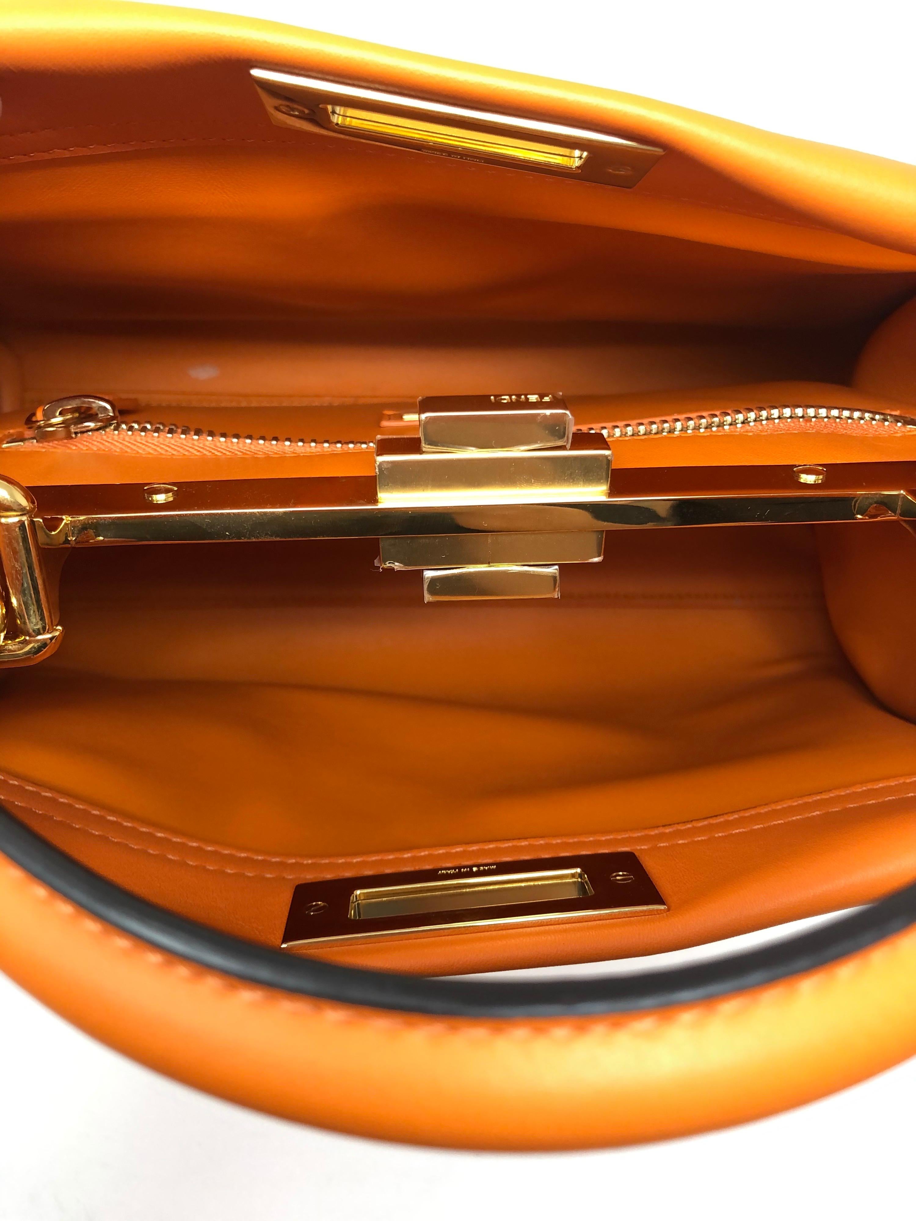 Fendi Peekaboo Orange Leather Bag  7
