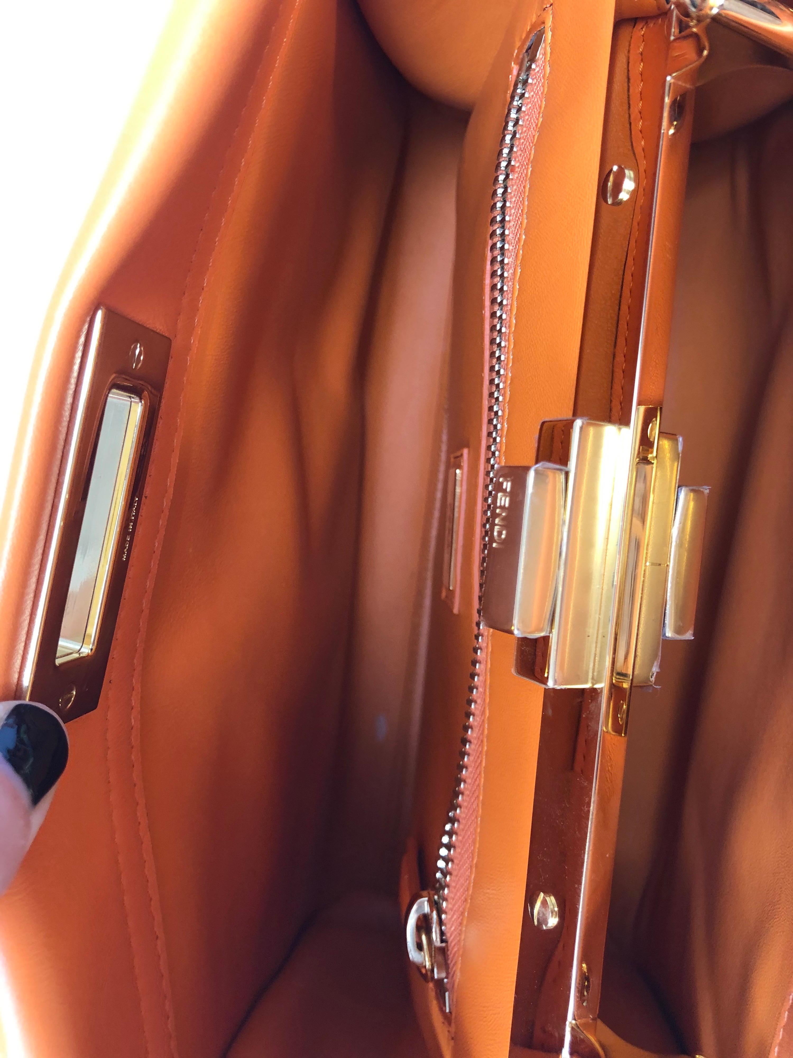 Fendi Peekaboo Orange Leather Bag  8