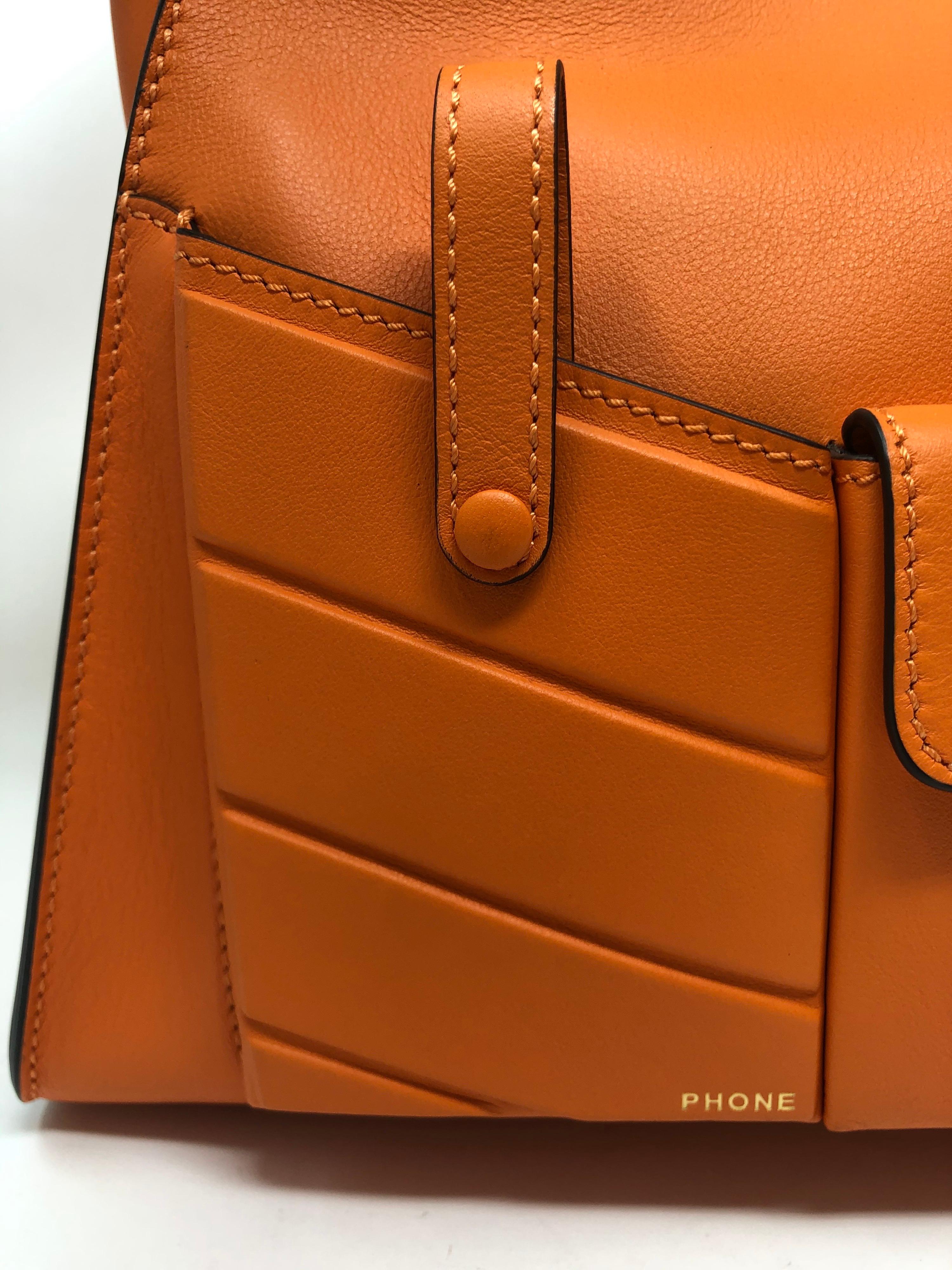 Fendi Peekaboo Orange Leather Bag  In New Condition In Athens, GA