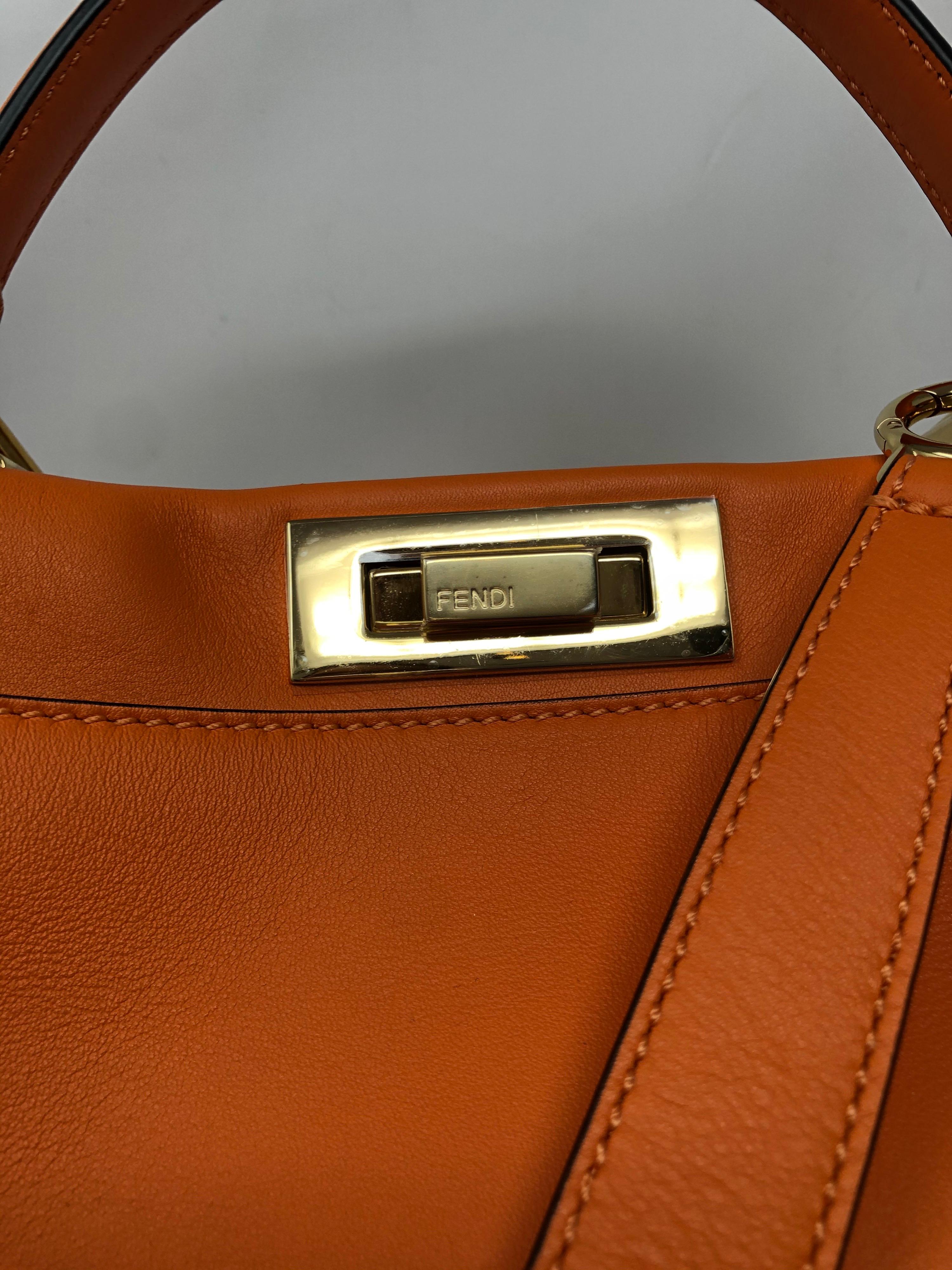 Fendi Peekaboo Orange Leather Bag  2