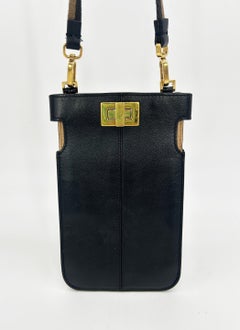 Fendi Peekaboo Phone Pouch Black Leather