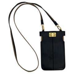 Fendi Peekaboo Phone Pouch Black Leather