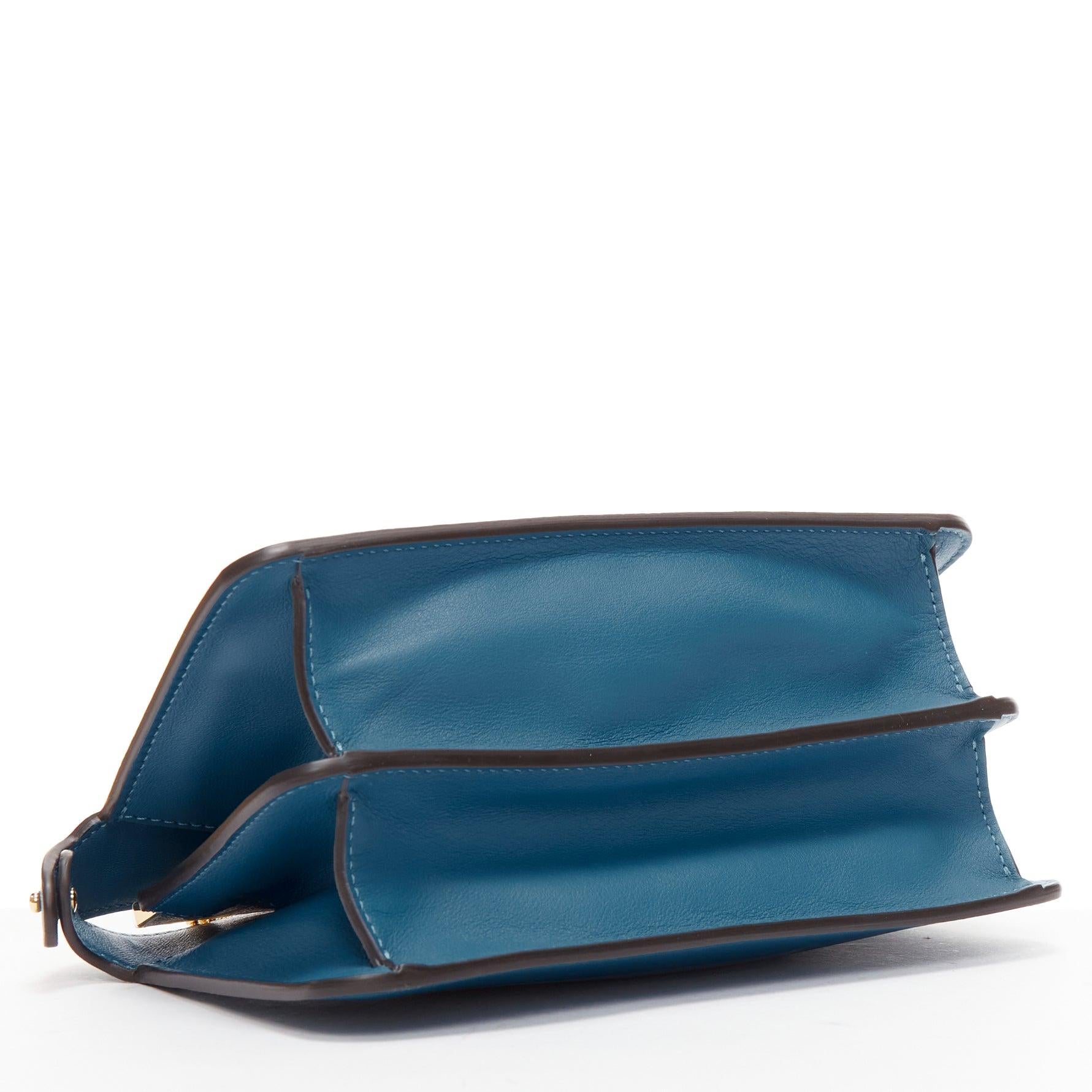 FENDI Peekaboo pink lace applique blue leather gold buckle crossbody bag For Sale 2