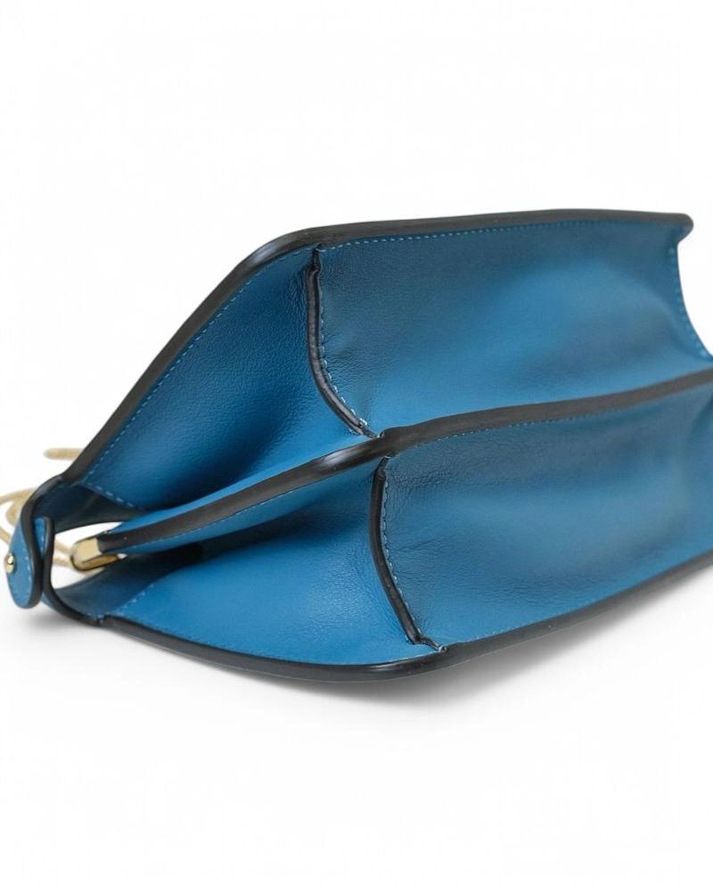 Fendi Peekaboo Clutch Tasche mit blauer Stickerei im Angebot 6