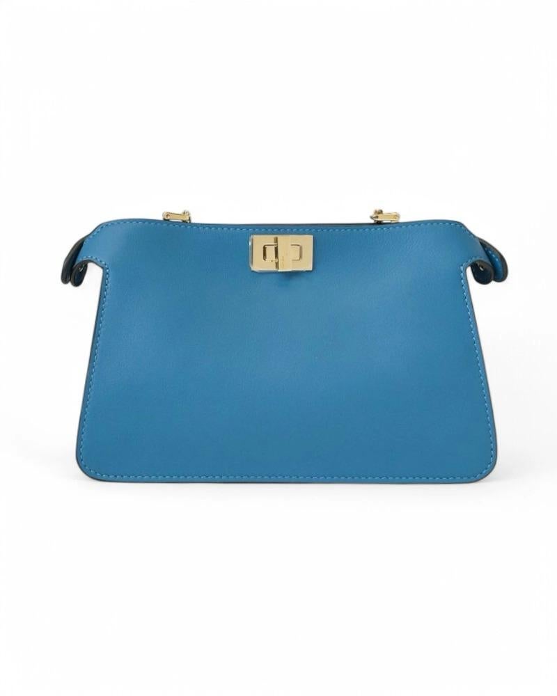 Fendi Peekaboo Clutch Tasche mit blauer Stickerei im Angebot 2