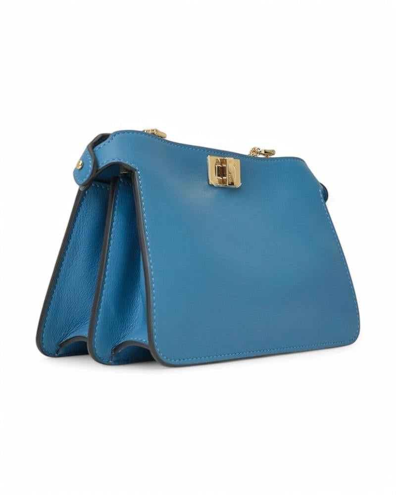 Fendi Peekaboo Clutch Tasche mit blauer Stickerei im Angebot 3
