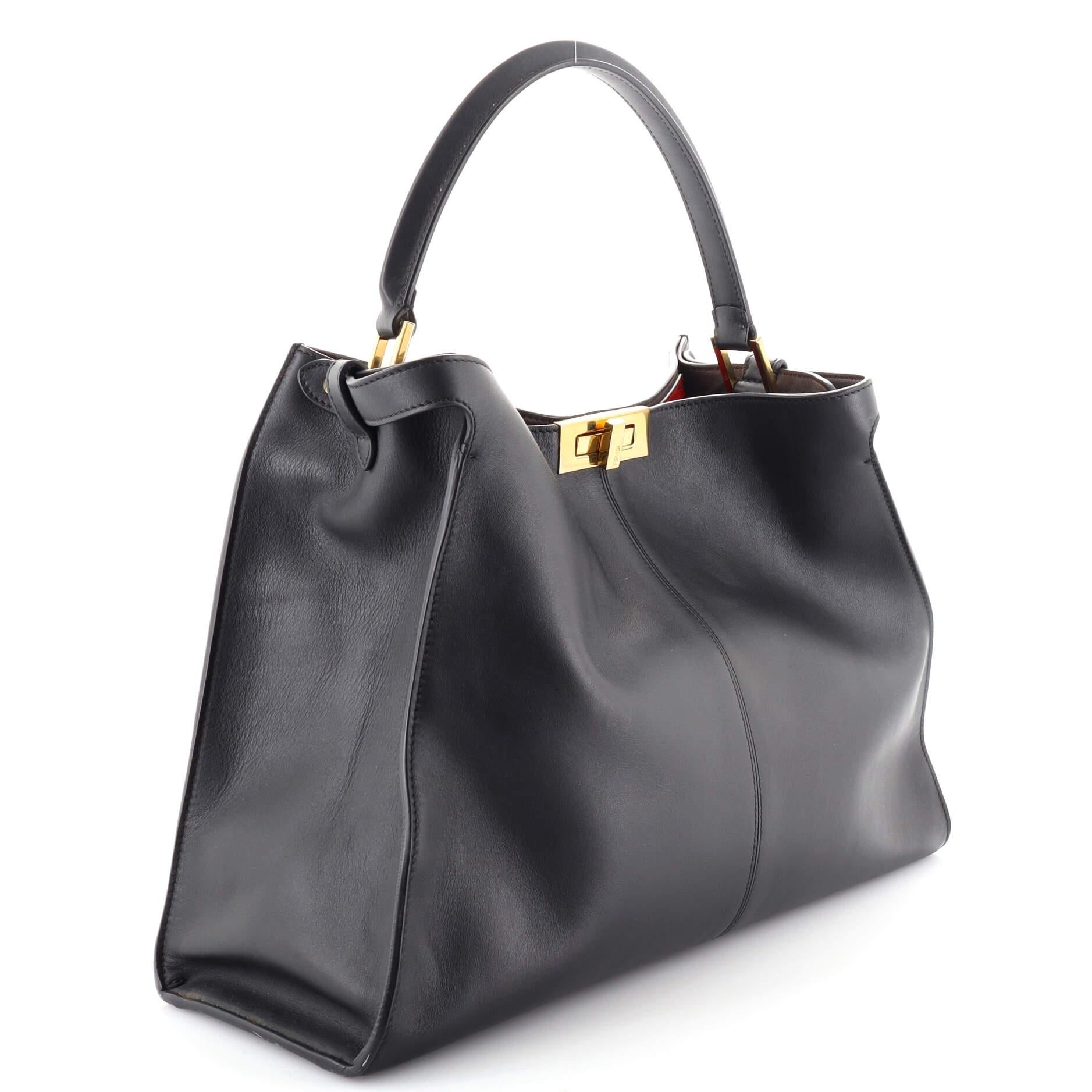Black Fendi Peekaboo X-Lite Bag Leather Large