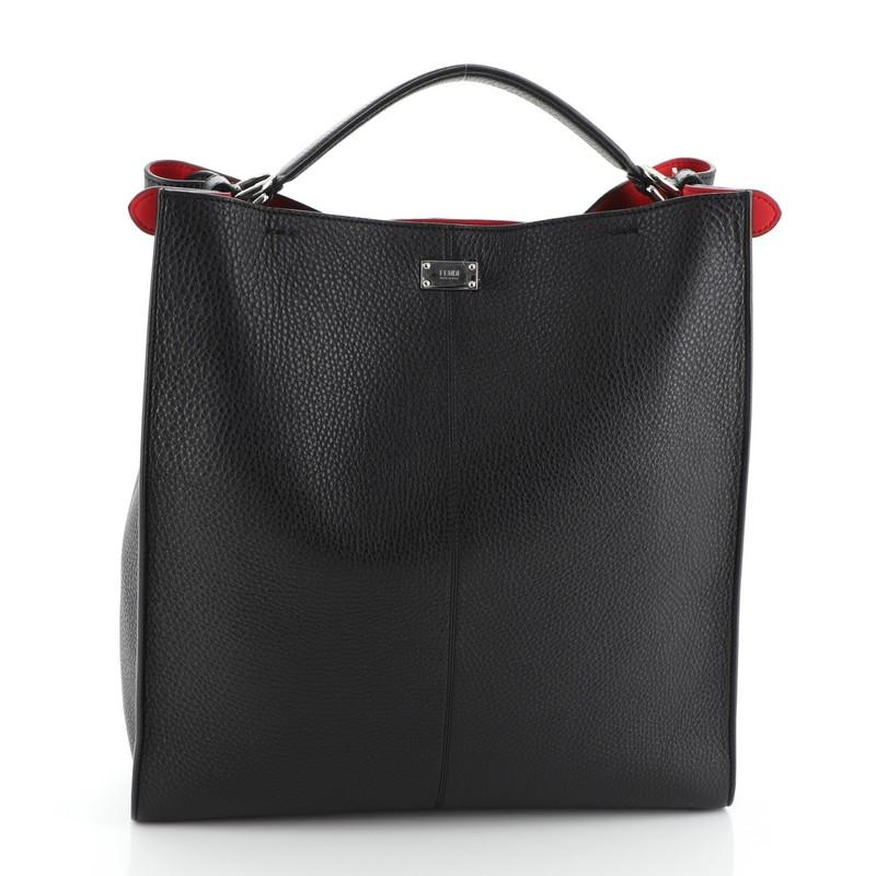 Black Fendi Peekaboo X-Lite Fit Bag Leather