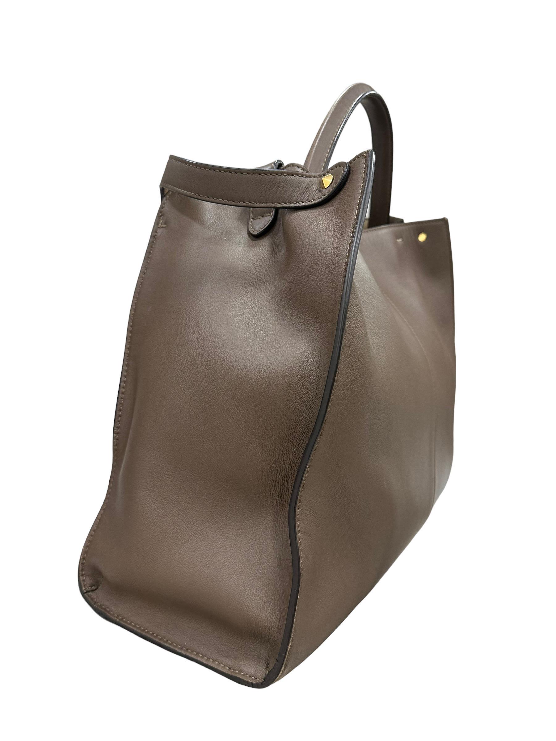 Women's Fendi Peekaboo X-Lite Mud Leather Top Handle Bag