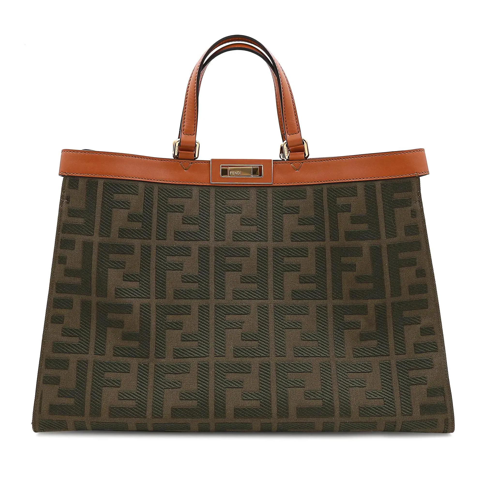 Women's Fendi Peekaboo X-Tote Canvas Medium Green Ladies Handbag For Sale