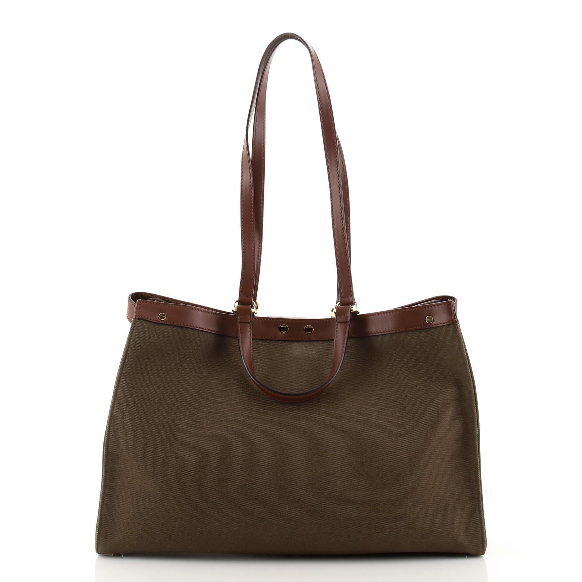 Black Fendi Peekaboo X-Tote Embroidered Zucca Canvas Medium