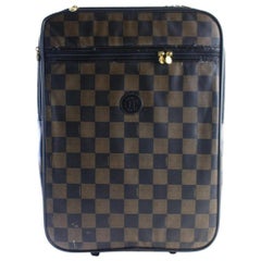 Fendi Pequin Checker Rolling Luggage 30fr0621 Brown Nylon Backpack