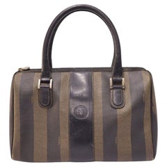 Fendi Pequin Coated Canvas Boston Bag