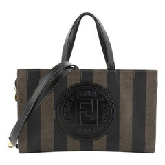Fendi Pequin Convertible Logo Tote Coated Canvas And Leather Medium