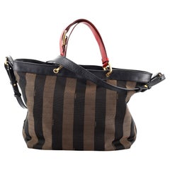 Fendi Pequin Convertible Tote Canvas Medium