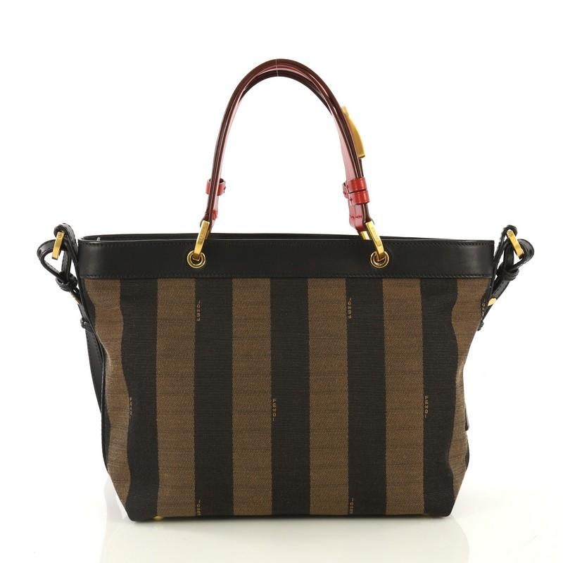 Black Fendi Pequin Convertible Tote Canvas Small