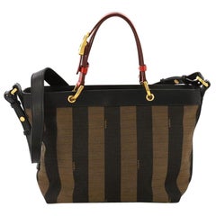 Fendi Pequin Convertible Tote Canvas Small