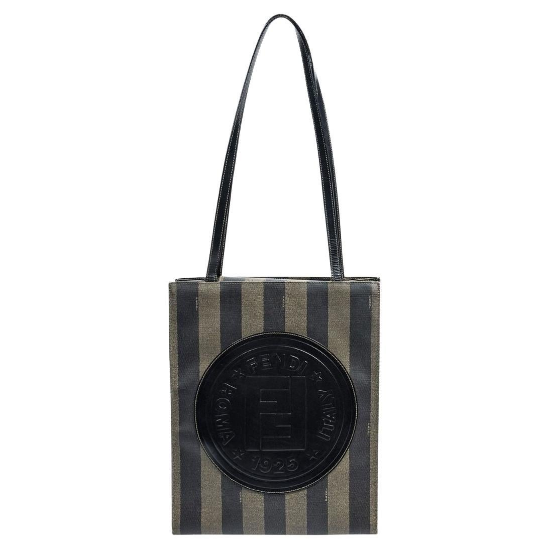 Fendi Pequin FF Logo Shopping Tote For Sale