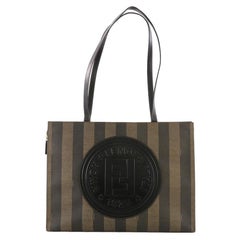 Fendi Pequin Shopping Tote Canvas and Leather Tall