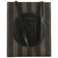 Fendi Pequin Shopping Tote Canvas and Leather Tall