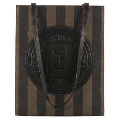 Fendi Pequin Shopping Tote Canvas and Leather Tall