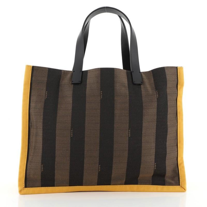 Black Fendi Pequin Shopping Tote Canvas Medium
