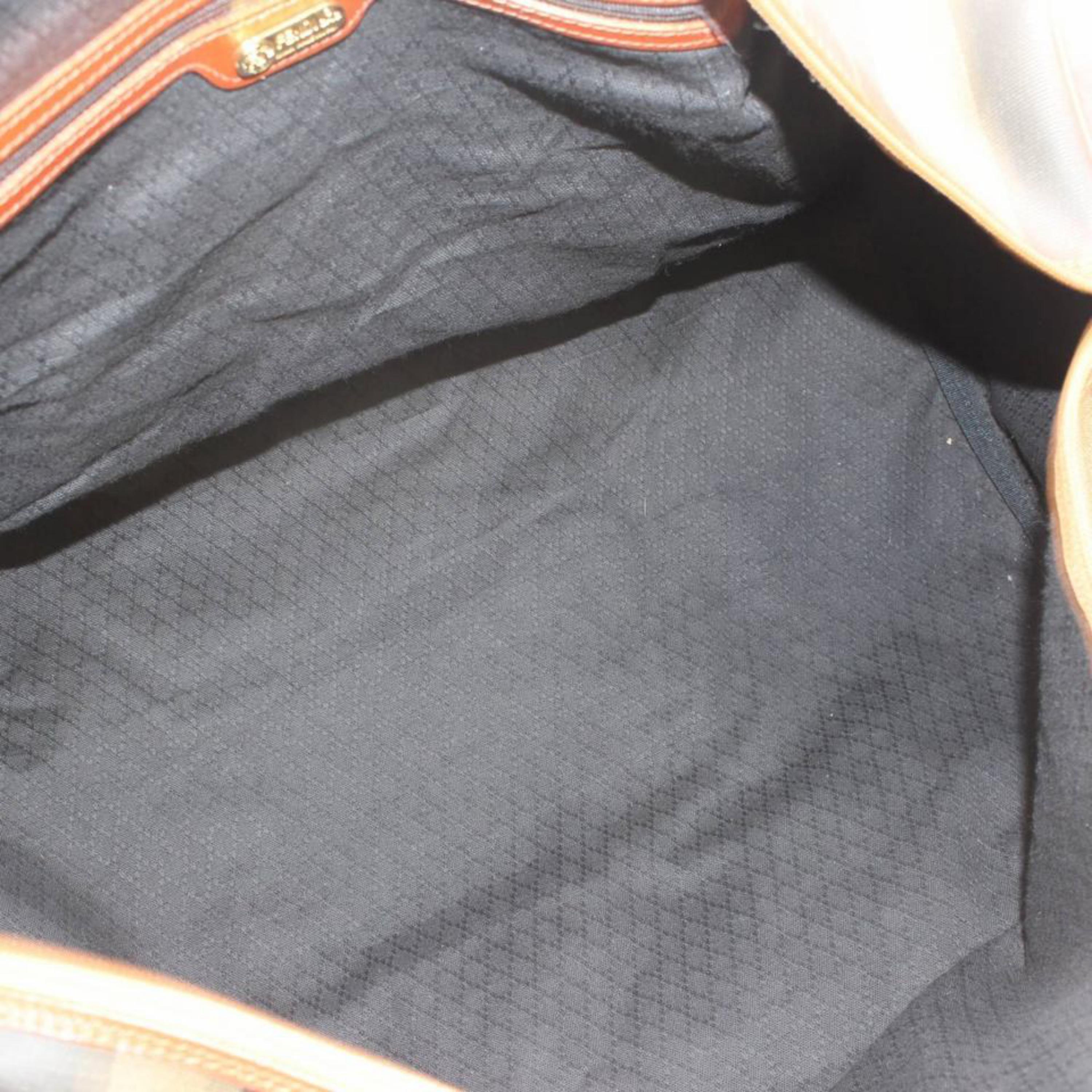 Fendi Pequin Stripe 2way Duffle Boston 867743 Brown Leather Weekend ...