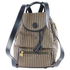 Vintage Fendi Pequin Stripe 31fz0629 Brown Canvas Backpack