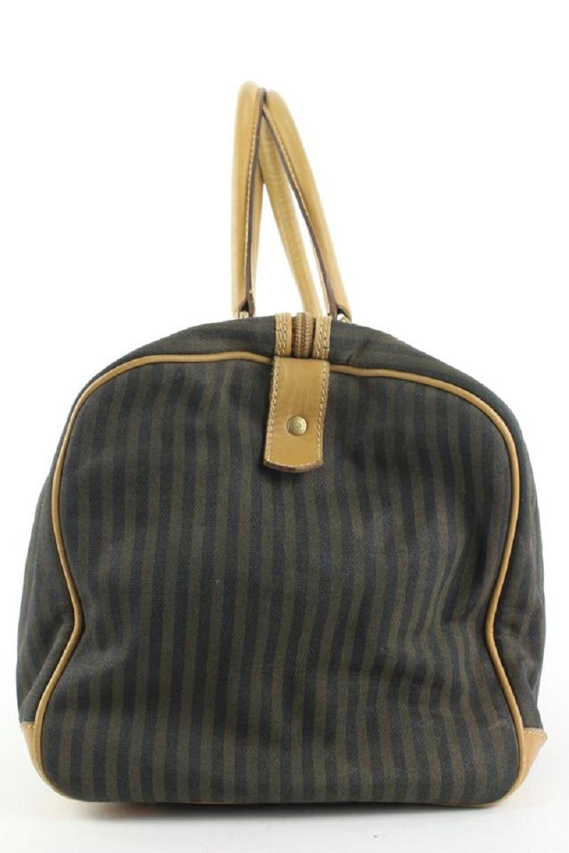 Fendi Pequin Stripe Boston Duffle Bag 120ff23 In Good Condition In Dix hills, NY