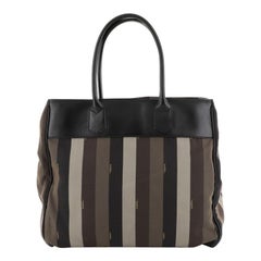 Fendi Pequin Tote Canvas with Leather Large