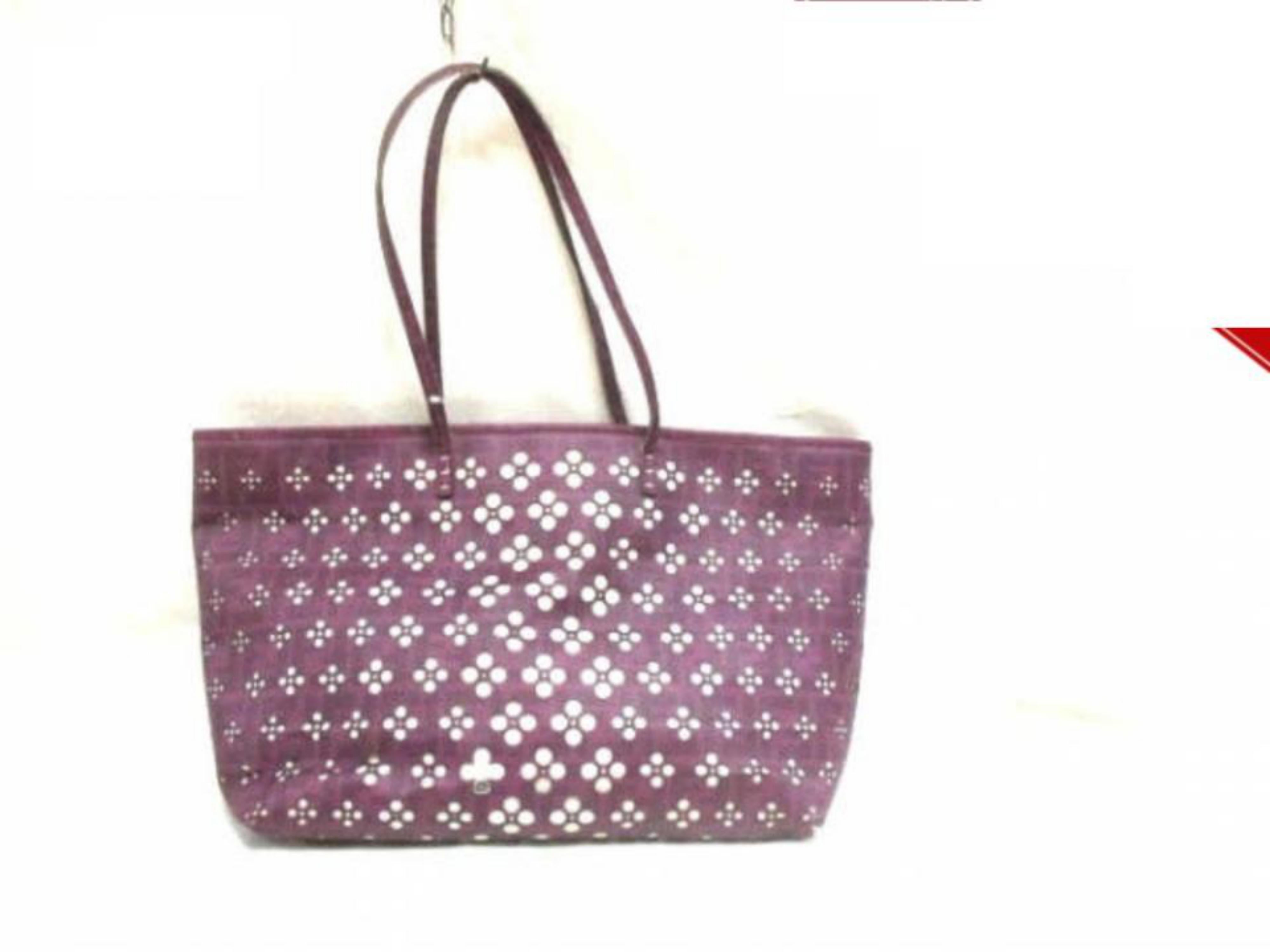 Fendi Perforated Laser Cut Out Tote 228077 Purple Coated Canvas Shoulder Bag For Sale 1