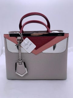 FENDI Petit 2Jours Monster Gray Tote Bag Calfskin Leather