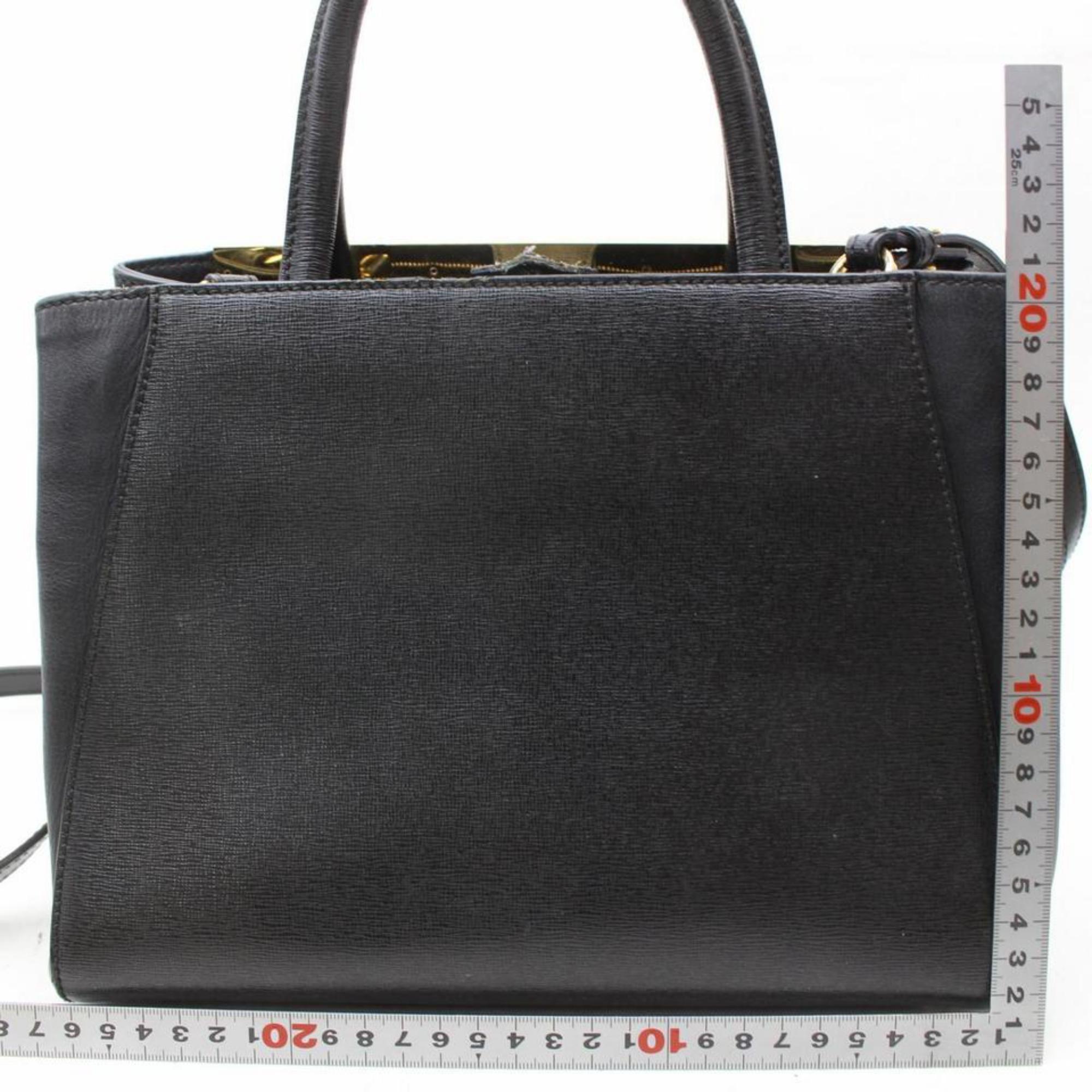 Fendi Petite 2jours 2way Tote 869621 Black Leather Shoulder Bag For Sale 1