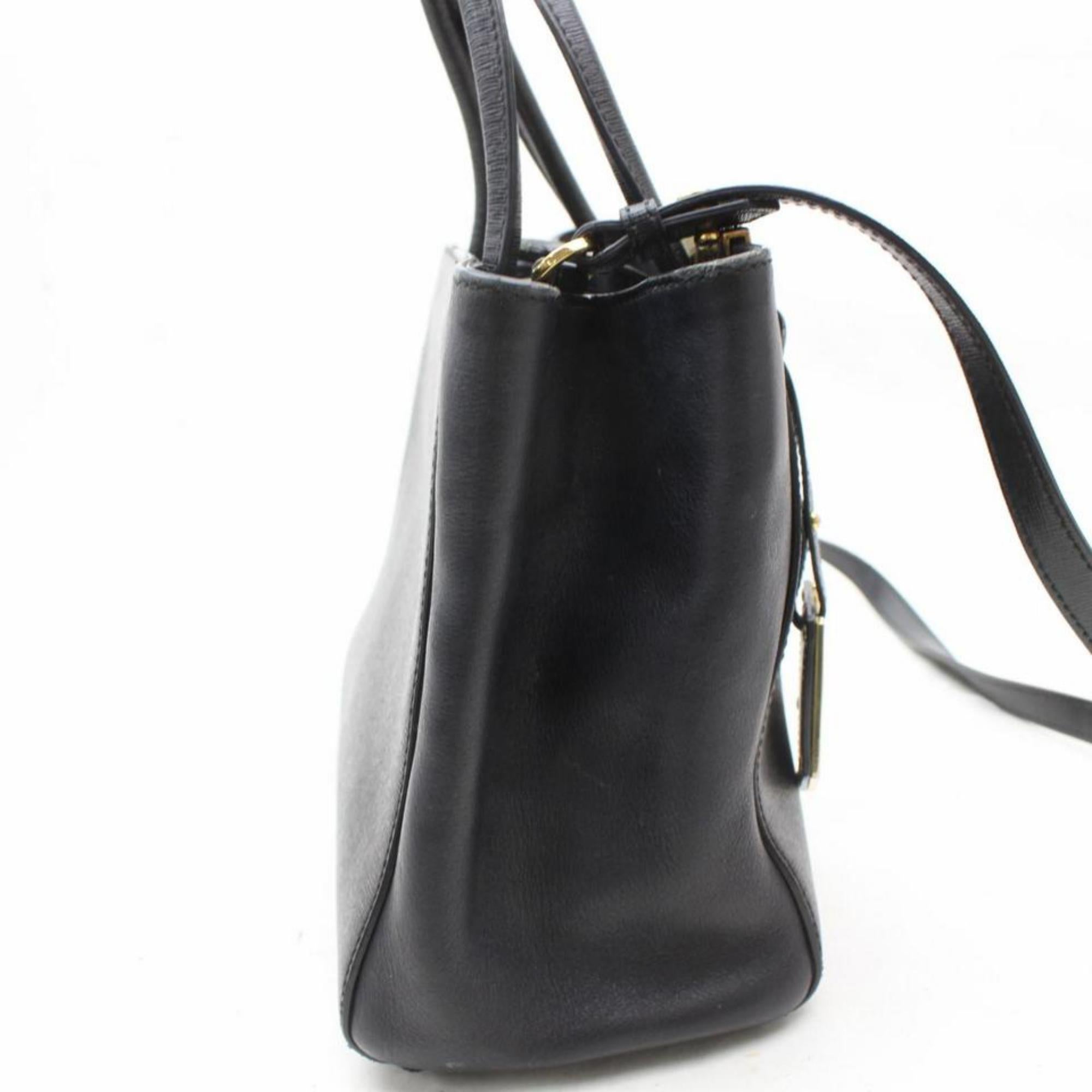 Fendi Petite 2jours 2way Tote 869621 Black Leather Shoulder Bag For Sale 2