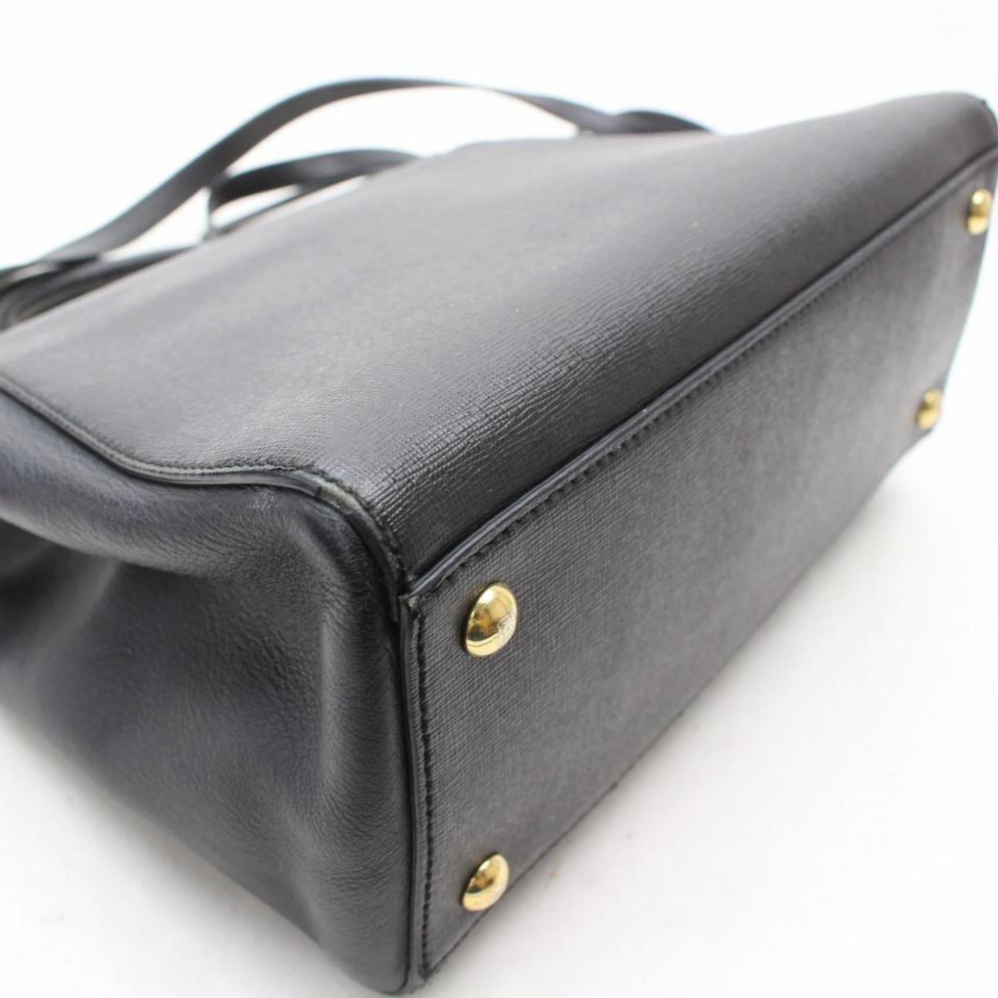 Fendi Petite 2jours 2way Tote 869621 Black Leather Shoulder Bag For Sale 4