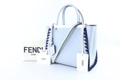 Fendi Petite 2jours Whipstich 1fr0131 Pale Blue Leather Satchel
