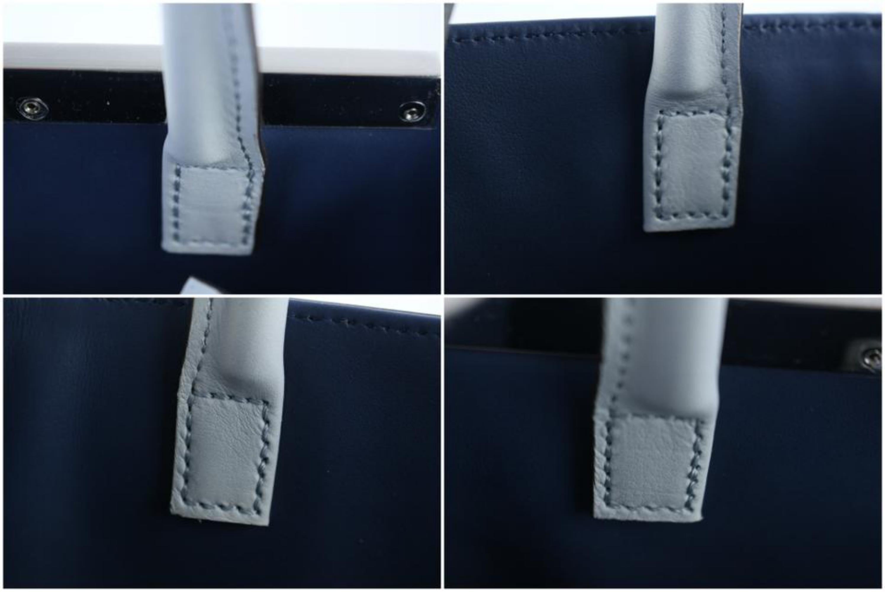 Fendi Petite 2jours Whipstich 1fr0131 Pale Blue Leather Satchel For Sale 5