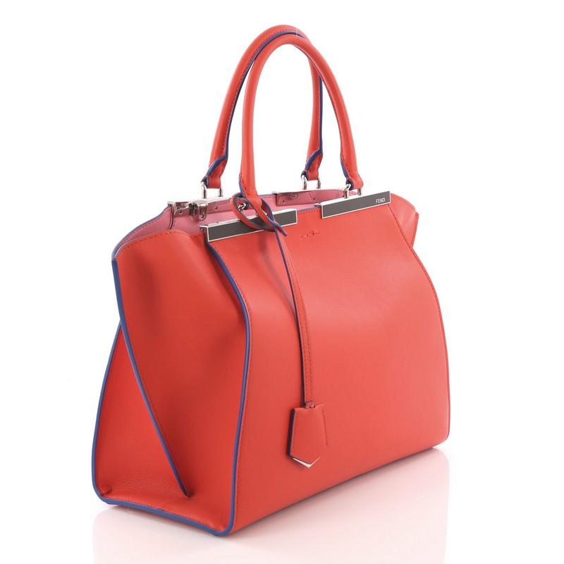 Red Fendi Petite 3Jours Handbag Leather