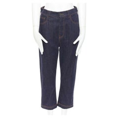 FENDI PF18 jeans dritti in denim blu indaco 3/4 ricami a cuore IT40 S