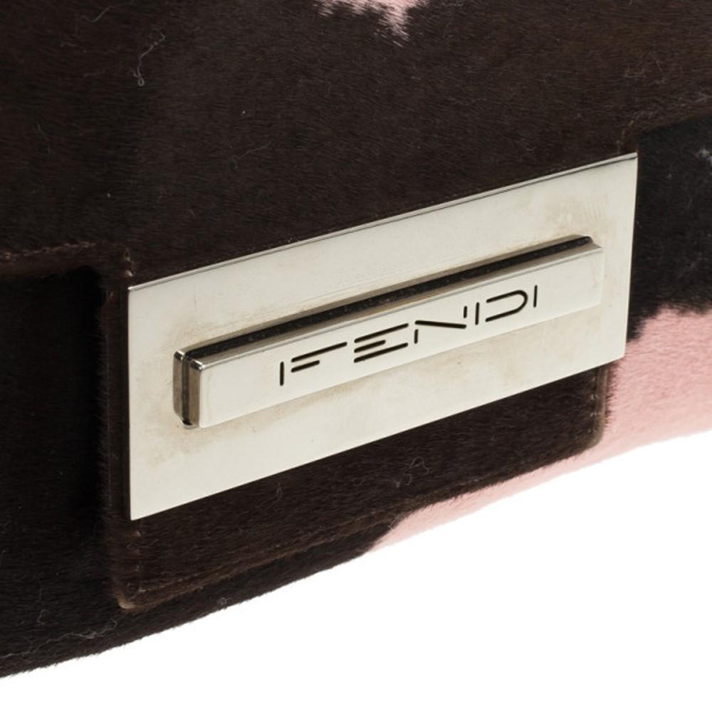 Fendi Pink Animal Pony Hair Cow Print Baguette Bag 2