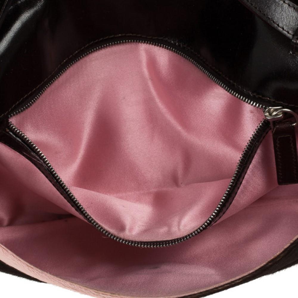 Fendi Pink Animal Pony Hair Cow Print Baguette Bag 3