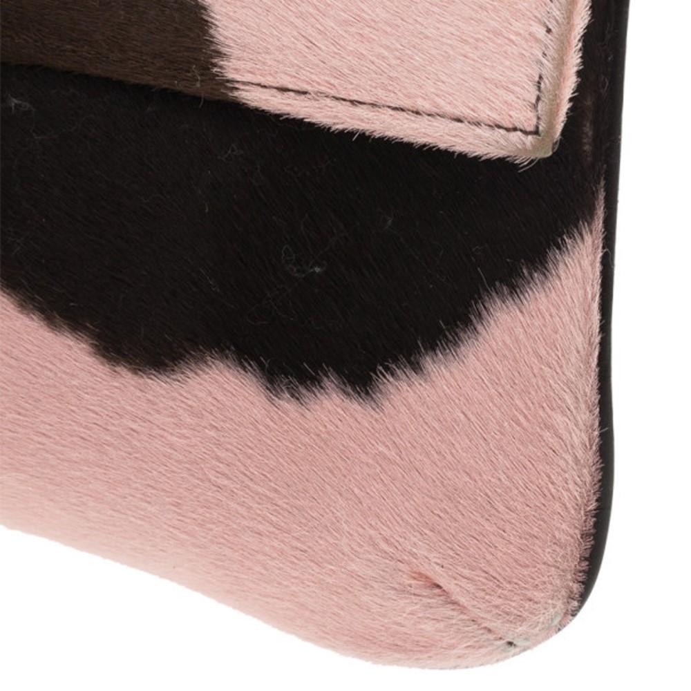 Fendi Pink Animal Pony Hair Cow Print Baguette Bag In Good Condition In Dubai, Al Qouz 2